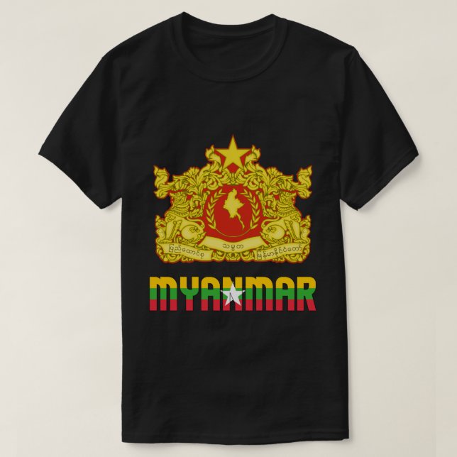 Patriotische Flagge Myanmars T-Shirt (Design vorne)