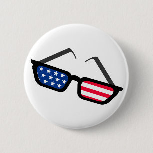 Patriotische Flagge-Retro Sonnenbrille Button