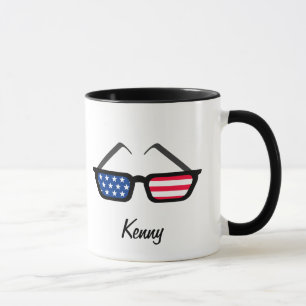 Patriotische Flagge-Retro Sonnenbrille Tasse