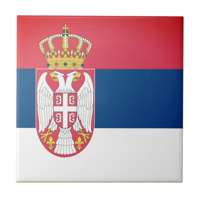 Patriotische Flagge Serbiens Fliese (Vorderseite)