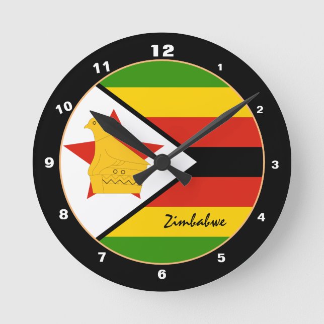 Patriotische Flagge Simbabwes, Simbabwes Zuhause / Runde Wanduhr (Vorderseite)