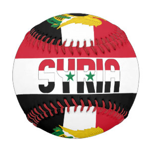 Patriotische Flagge Syriens und Wappen Baseball