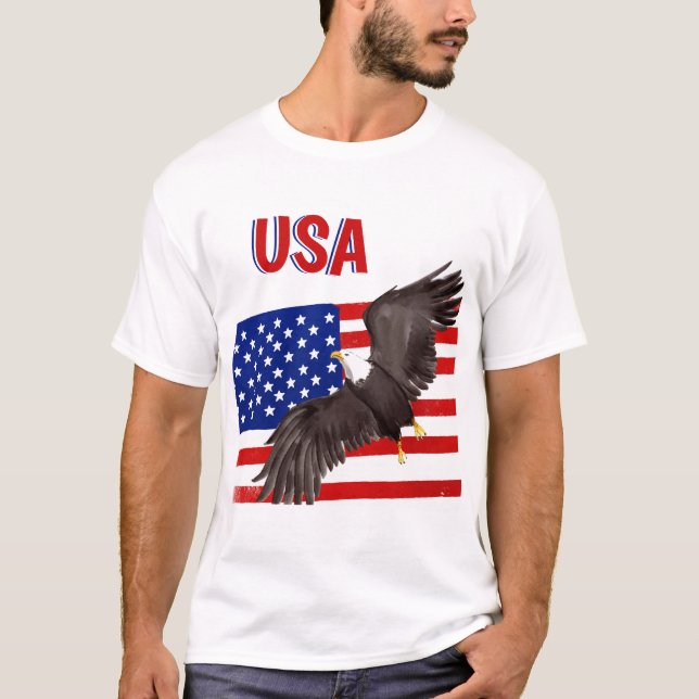 Patriotische Flagge und Adler-T - Shirt (Vorderseite)