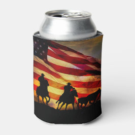 Patriotische Flagge und Cowboy Can Coolers Dosenkühler