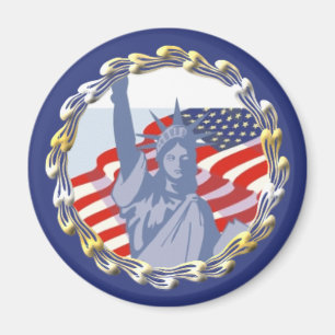 Patriotische Flagge und Freiheitsstatue Magneten Magnet
