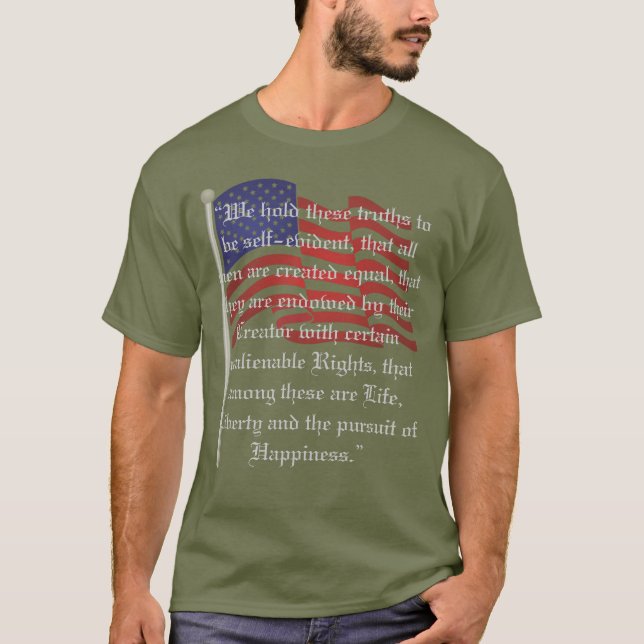 Patriotische Flagge und Unabhängigkeitserklärung T-Shirt (Vorderseite)