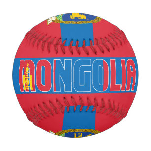 Patriotische Flagge und Wappen der Mongolei Baseball
