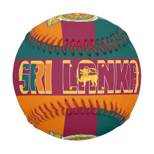 Patriotische Flagge und Wappen Sri Lankas Baseball