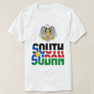 Patriotische Flagge und Wappen Südsudans T-Shirt