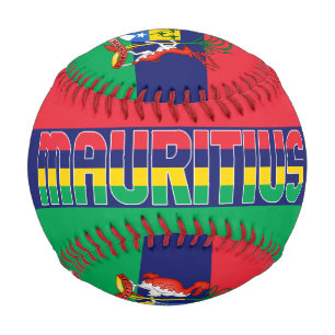 Patriotische Flagge und Wappen von Mauritius Baseball