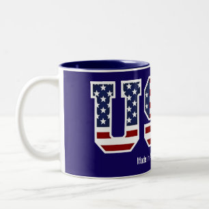Patriotische Flagge USA hergestellt in Amerika Zweifarbige Tasse
