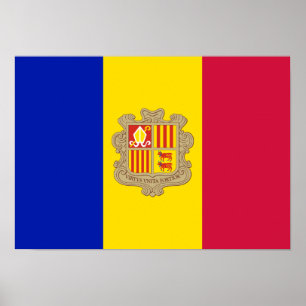 Patriotische Flagge von Andorra Poster