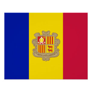 Patriotische Flagge von Andorra Poster