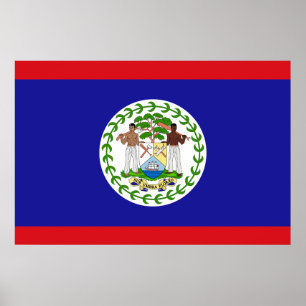 Patriotische Flagge von Belize Poster