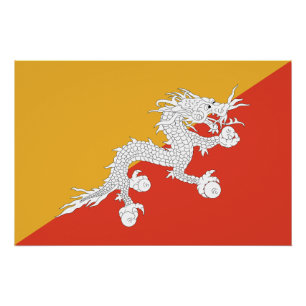 Patriotische Flagge von Bhutan Poster