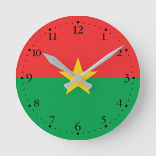 Patriotische Flagge von Burkina Faso Runde Wanduhr