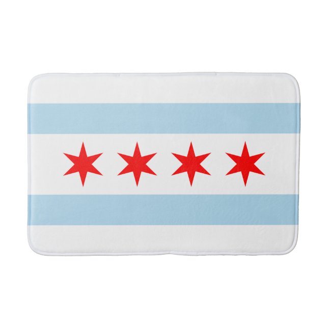 Patriotische Flagge von Chicago Badematte (Vorderseite)