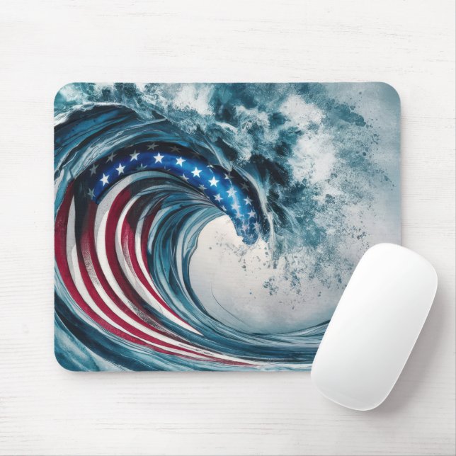 Patriotische Flaggenwelle Mousepad (Mit Mouse)