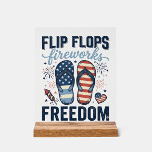 Patriotische Flip Flops Feuerwerk Freiheit Shirt D Acrylschild