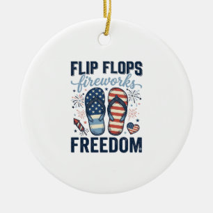 Patriotische Flip Flops Feuerwerk Freiheit Shirt D Keramik Ornament