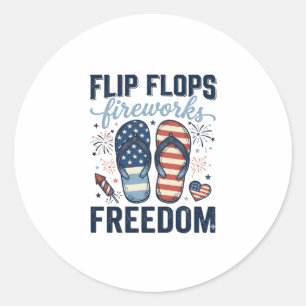 Patriotische Flip Flops Feuerwerk Freiheit Shirt D Runder Aufkleber