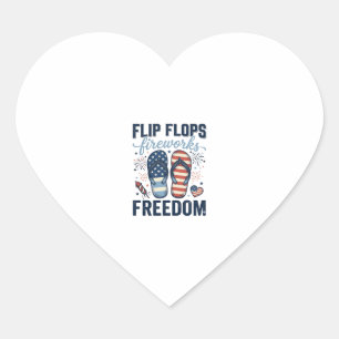Patriotische Flip Flops Feuerwerk Freiheits Shirt  Herz-Aufkleber
