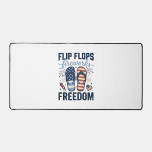 Patriotische Flip Flops Feuerwerk Freiheits Shirt Schreibtischunterlage