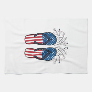 Patriotische Flip Flops Feuerwerk Sommer-Shirt Des Geschirrtuch