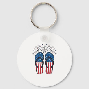 Patriotische Flip Flops Feuerwerk Sommer-Shirt Des Schlüsselanhänger