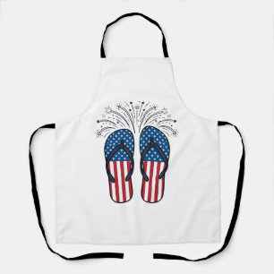 Patriotische Flip Flops Feuerwerk Sommer-Shirt Des Schürze