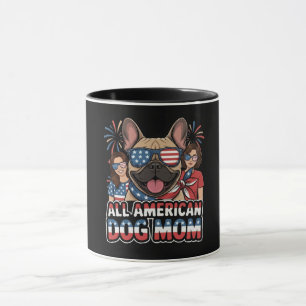 Patriotische Französin All American Dog Mom. Tasse