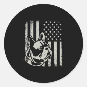 Patriotische französische Bulldog-Eignerin Lover A Runder Aufkleber