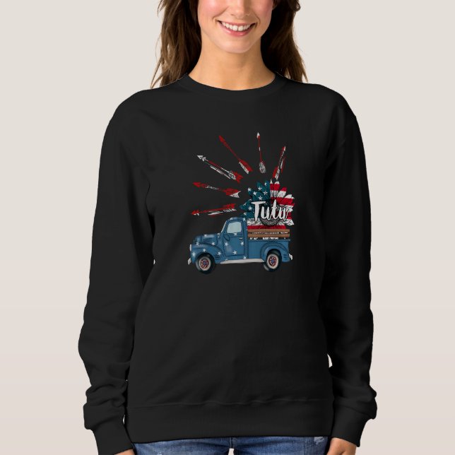 Patriotische Frauen 4. Juli Tutu Truck Sonnenblume Sweatshirt (Vorderseite)