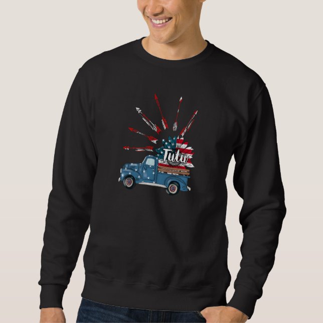 Patriotische Frauen 4. Juli Tutu Truck Sonnenblume Sweatshirt (Vorderseite)