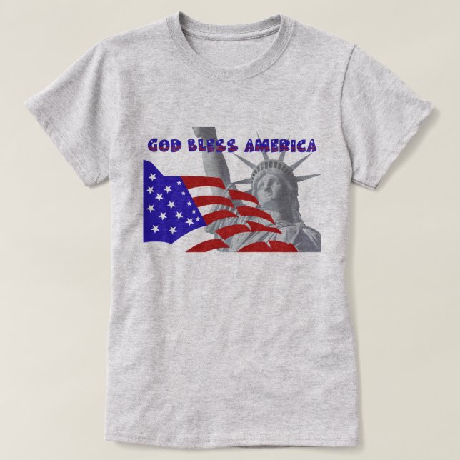 Patriotische Freiheit Gott segne Amerika T-Shirt (Design vorne)