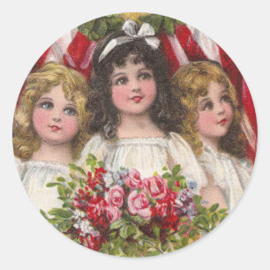 Patriotische Freiheits-Mädchen Runder Aufkleber
