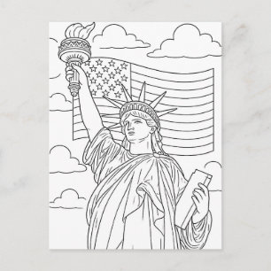 Patriotische Freiheitsstatue zum Ausmalen Postkarte
