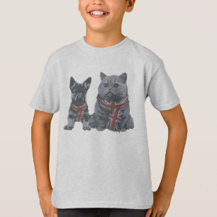 Patriotische Freunde: Hund und Katze aus Großbrita T-Shirt