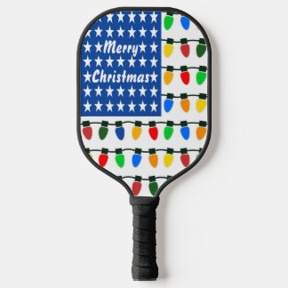 Patriotische Frohe Weihnachten Feiertags-Glühbirne Pickleball Schläger