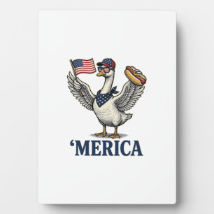 Patriotische Gans 'Merica Hot Dog Vintage-Shirt De Fotoplatte