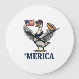 Patriotische Gans 'Merica Hot Dog Vintage-Shirt De Große Wanduhr