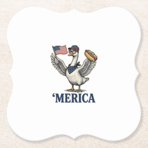 Patriotische Gans 'Merica Hot Dog Vintage-Shirt De Untersetzer
