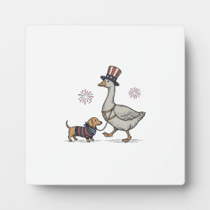 Patriotische Gans und Dachshund Vintage-Shirt-Desi Fotoplatte