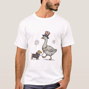Patriotische Gans und Dachshund Vintage-Shirt-Desi T-Shirt