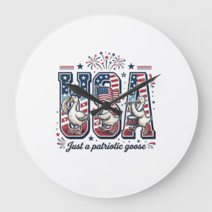 Patriotische Gans USA Vintage Fourth of July-Shirt Große Wanduhr