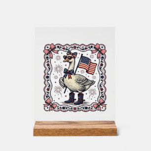 Patriotische Gans Vintage-Stich Acrylschild