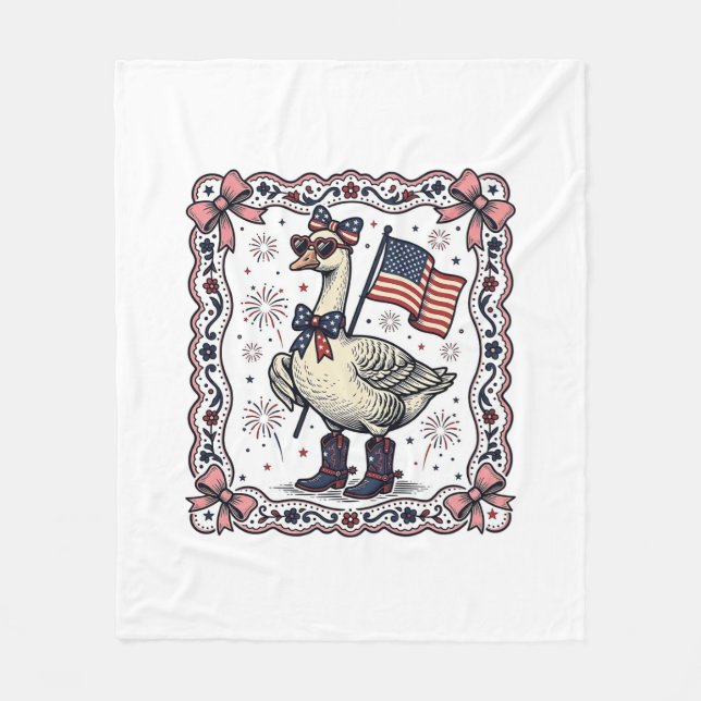 Patriotische Gans Vintage-Stich Fleecedecke (Vorderseite)