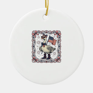 Patriotische Gans Vintage-Stich Keramik Ornament