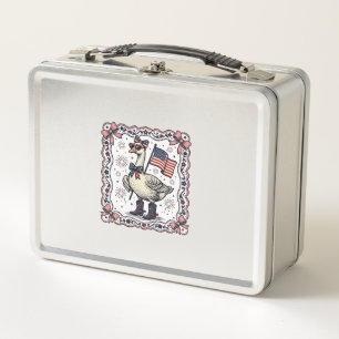 Patriotische Gans Vintage-Stich Metall Brotdose