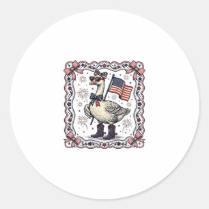 Patriotische Gans Vintage-Stich Runder Aufkleber